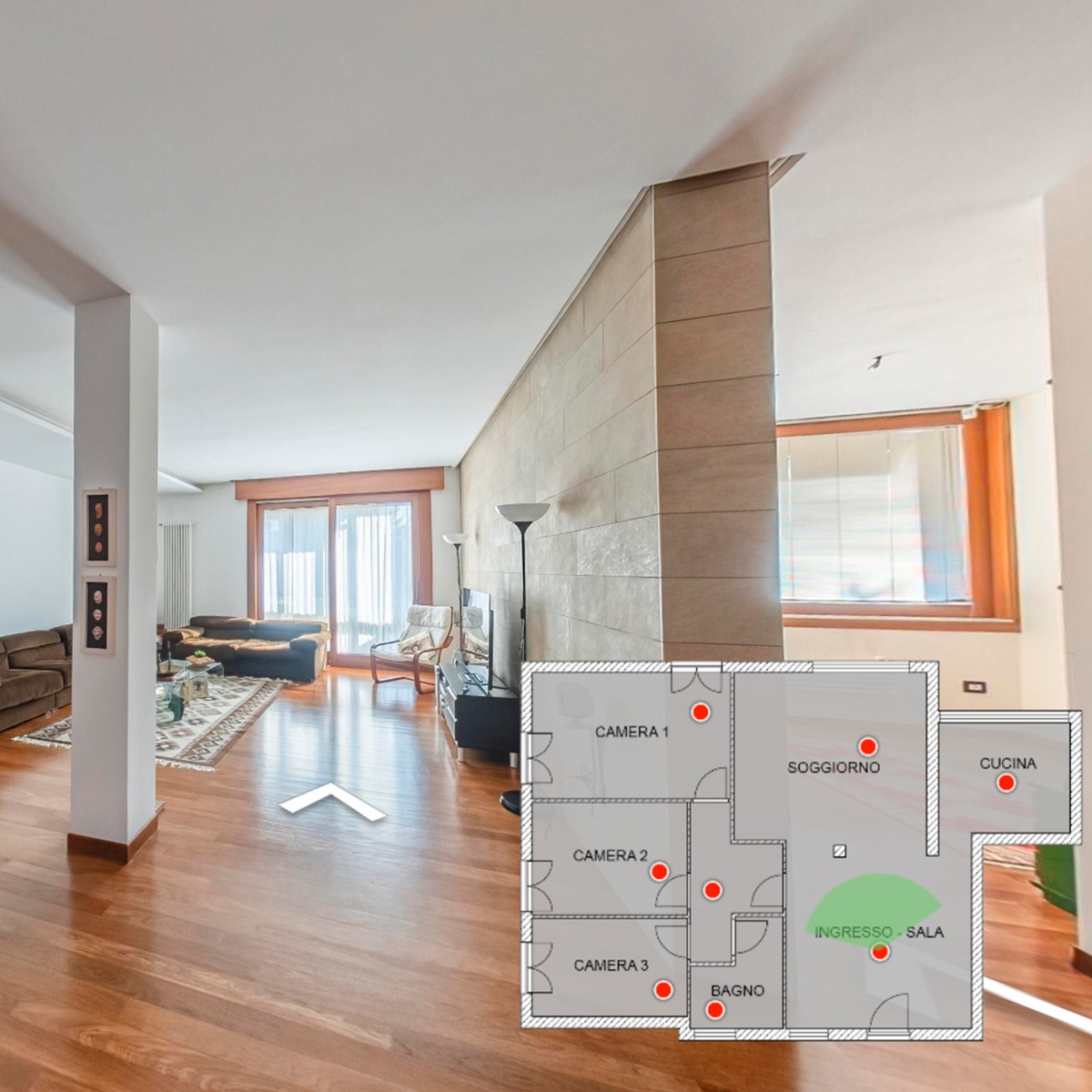virtual tour interattivo con elementi grafici